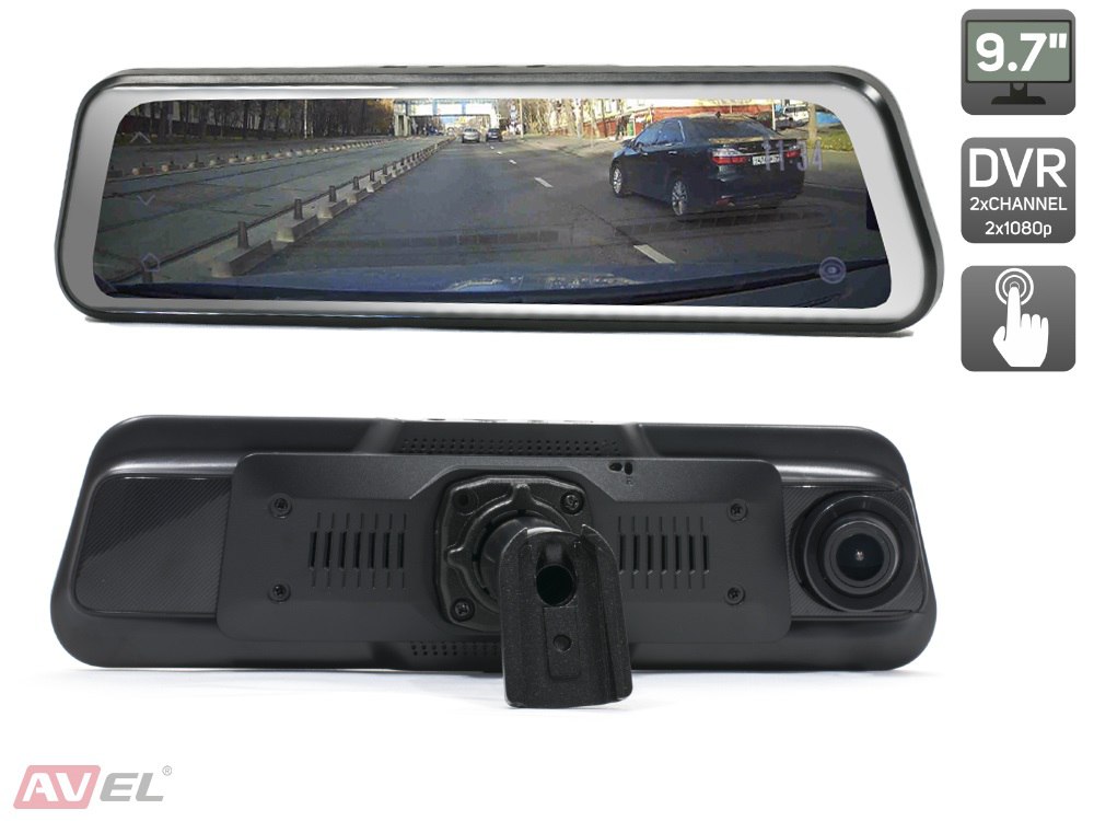 Потоковое зеркало заднего вида AVS0587DVROM (AVS0587DVR (Original mount)) с монитором, видеорегистратором и камерой заднего вида