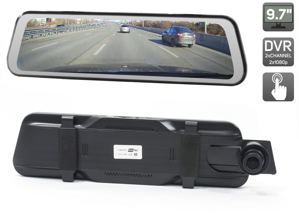 Потоковое зеркало заднего вида AVS0587DVRU с монитором, видеорегистратором и камерой заднего вида